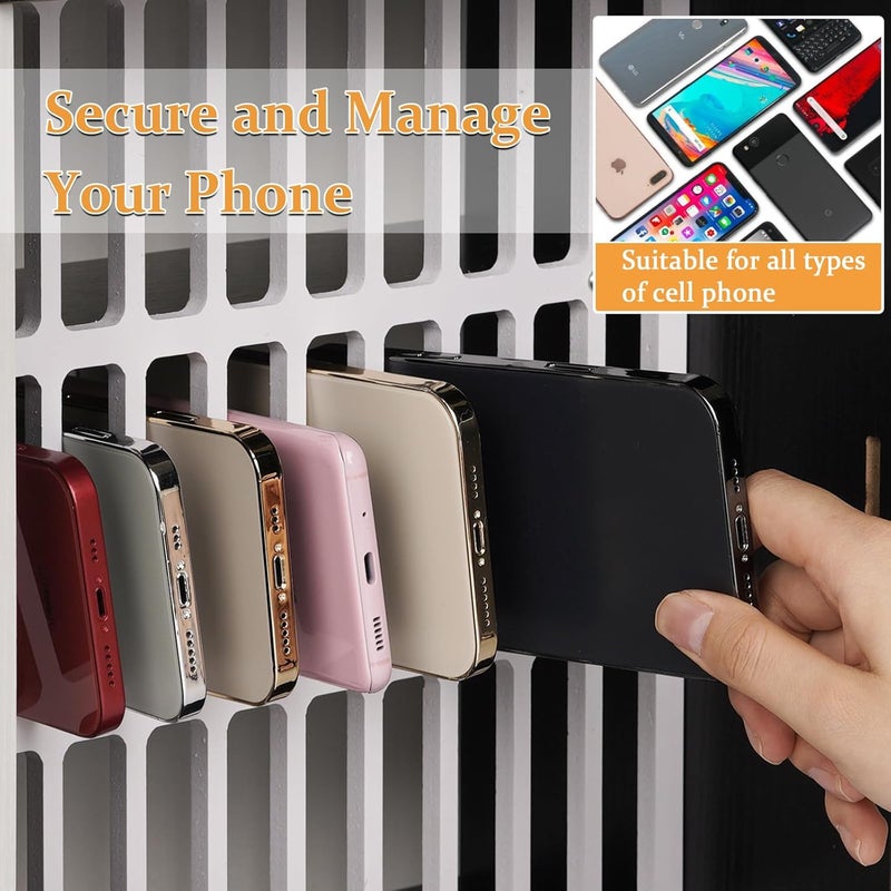 Lzttyee Cell Phone Holder Classroom 33 Slots Wooden Cell Phone Storage Cabinet Pocket Chart with Handle and Security Lock for Classroom Office (33 Grid Cabinet Black) - Image 5